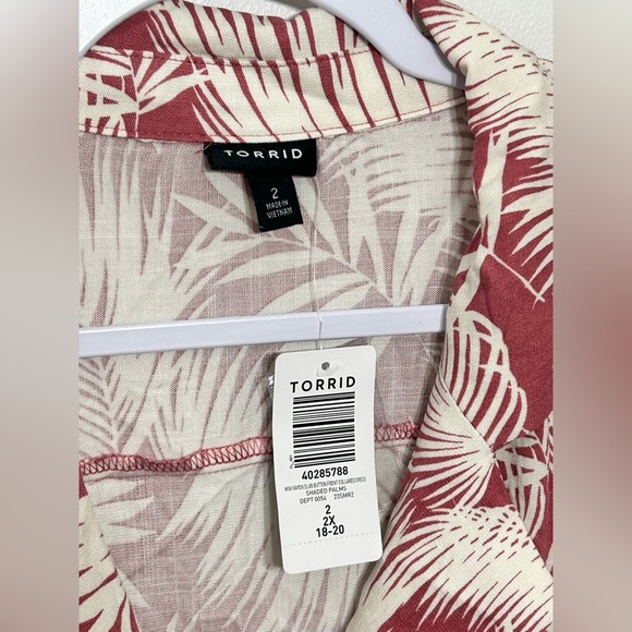 New! Torrid Shaded Palms Tropical Button Up Belted Dress - Picture 7 of 13